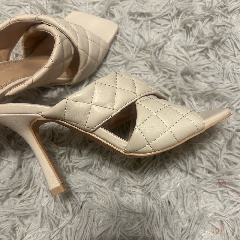 Elegant Cream Quilted Women's Heels